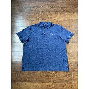 Polo Ralph Lauren Men Classic Fit Blue Heathered Short Sleeve Polo Shirt L